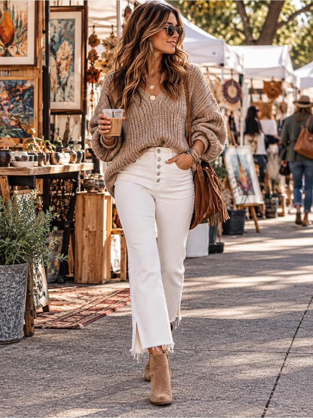 Vervet Super High Rise Straight Leg White Jeans With Side Slits And Button Fly